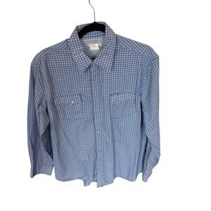 Wrangler Wrancher Shirt Lg. Pearl snaps Blue Timeless western Ranchlife cowboy